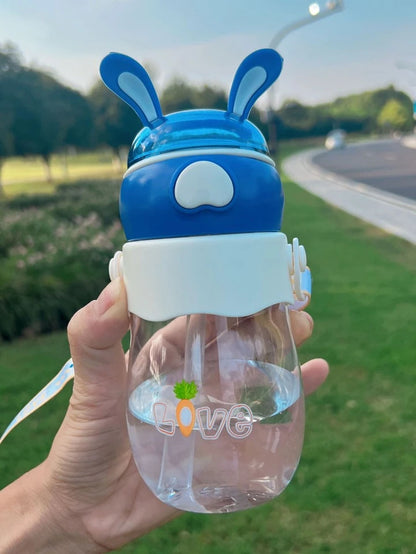 450ml Water Bottle With Anti-Choking Straw & Bunny Ear Handle