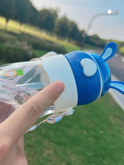 450ml Water Bottle With Anti-Choking Straw & Bunny Ear Handle